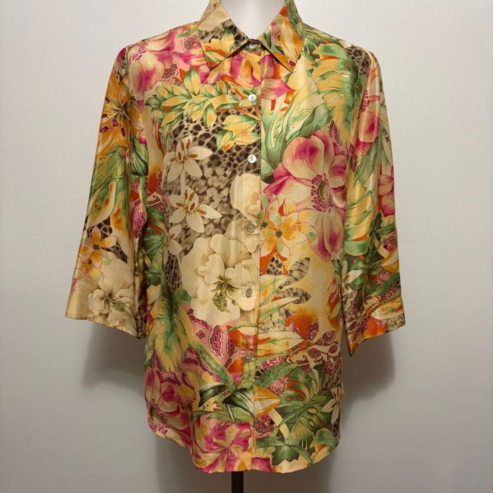 c.l.o.t.h.e.s. Vintage Floral Silk Blouse M